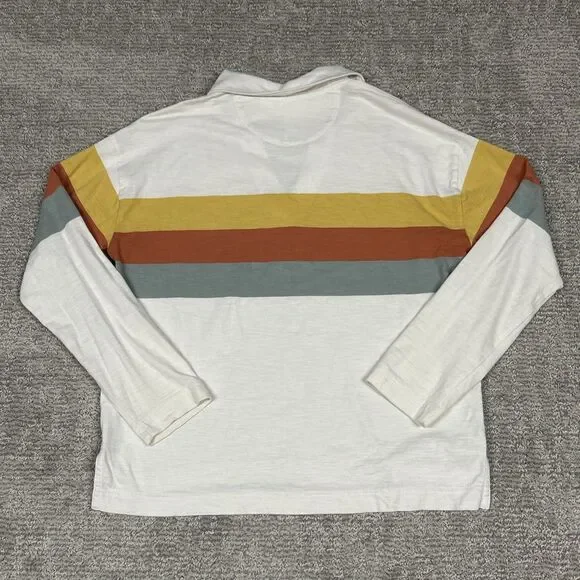 Faherty Shirt Womens Small Sunwashed Polo Mountain Sun Striped Organic Cotton - Picture 5 of 5